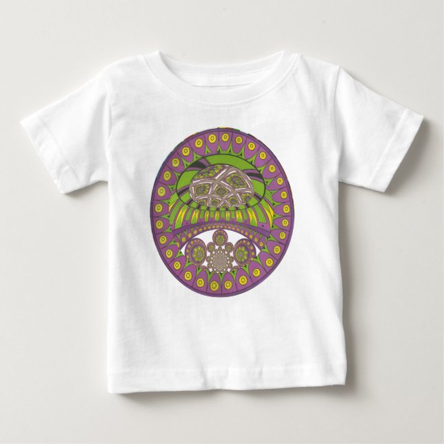 African Purple and Yellow Kaleidoscope Traditional Baby T-Shirt (Front)