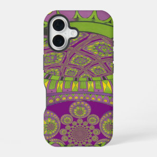 African Purple and Yellow Kaleidoscope Traditional iPhone 16 Case