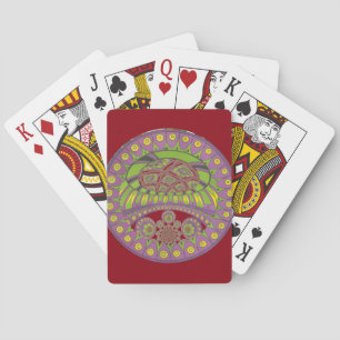 African Purple and Yellow Kaleidoscope Traditional Playing Cards