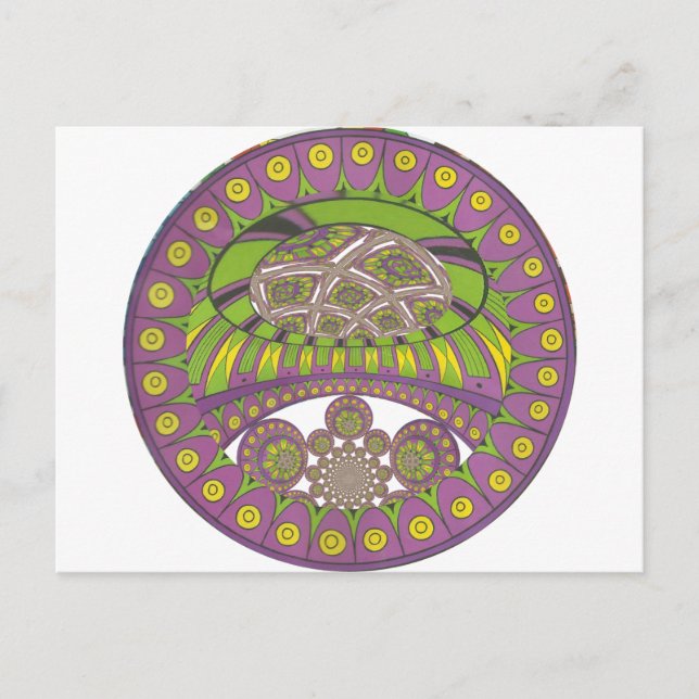 African Purple and Yellow Kaleidoscope Traditional Postcard (Front)