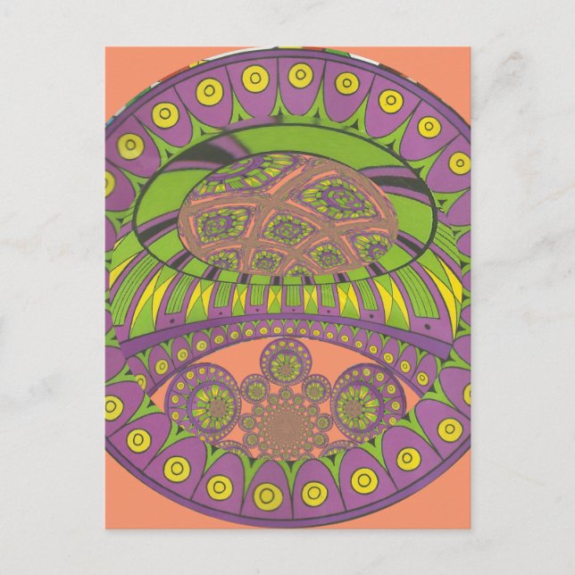 African Purple and Yellow Kaleidoscope Traditional Postcard (Front)