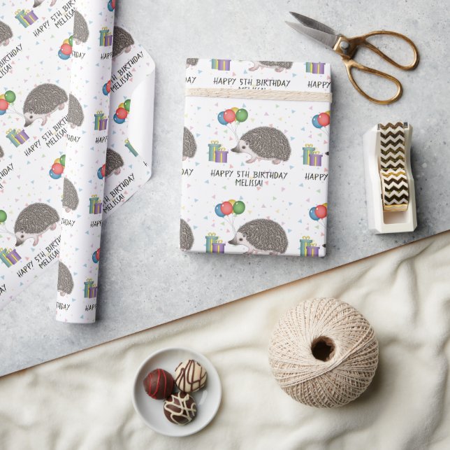 African Pygmy Hedgehog Animal - Happy Birthday Wrapping Paper (Crafts)