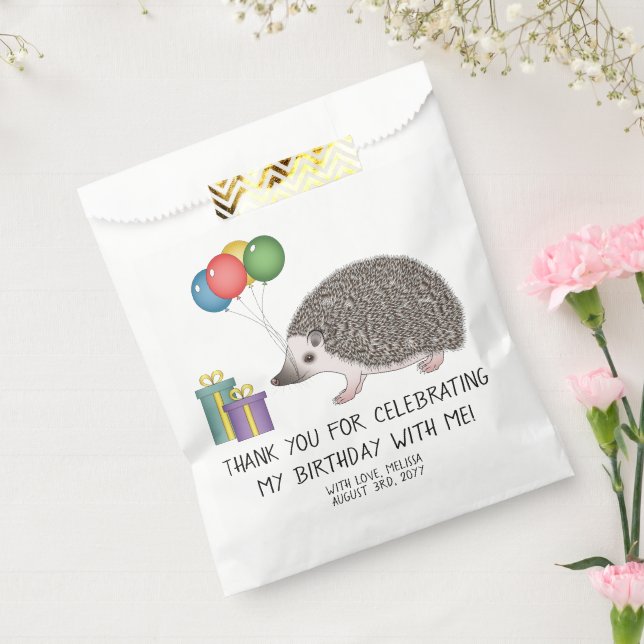 African Pygmy Hedgehog With Birthday Balloons Favour Bags (Sealed)