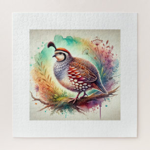 African Quail 130724AREF115 - Watercolor Jigsaw Puzzle