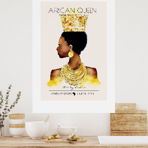 AFRICAN QUEEN BEAUTIFUL WOMAN TRIBAL GOLD NECKLACE POSTER