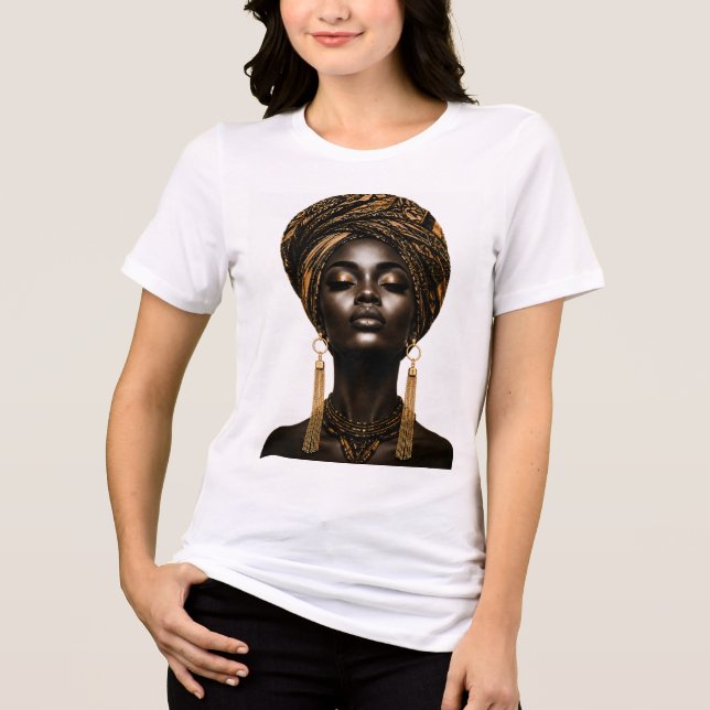 African Queen Gold Headwrap Tri-Blend Shirt (Front)