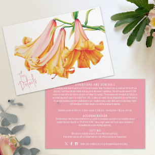African Queen lily orange pink art wedding details Enclosure Card