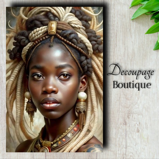 African Queen Regal Style Bold Art Decoupage Tissue Paper (African Queen Art Decoupage Tissue Paper)