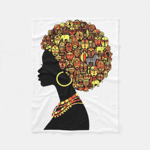 African Queen Silhouette Black History Art African Fleece Blanket