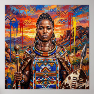 African Queen Warrior, Black Woman Wall Art
