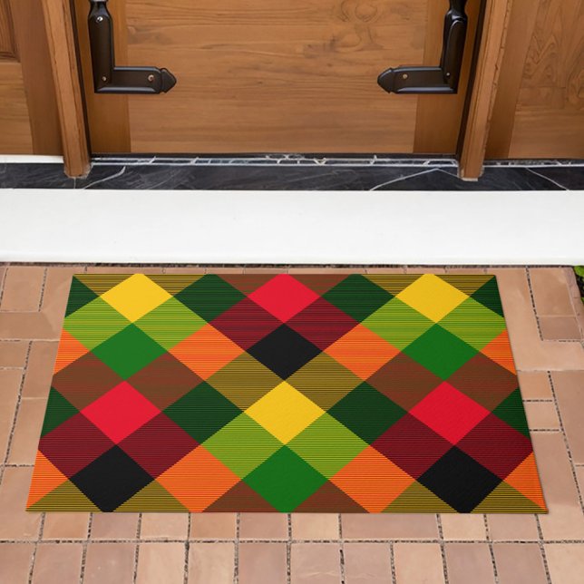  African Rasta Reggae Colours Plaid Pattern Design Doormat (Creator Uploaded)