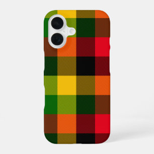 African Rasta Reggae Colours Plaid Pattern Design iPhone 16 Case