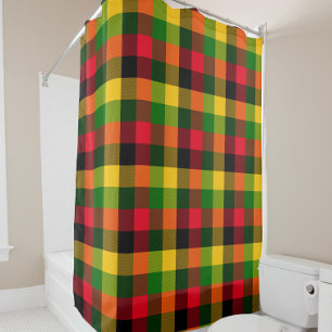 African Rasta Reggae Colours Plaid Pattern Design Shower Curtain