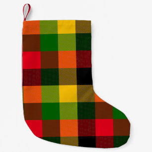  African Rasta Reggae Colours Plaid Pattern Design Small Christmas Stocking