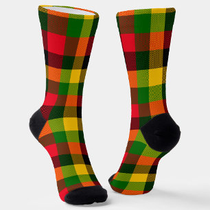  African Rasta Reggae Colours Plaid Pattern Design Socks