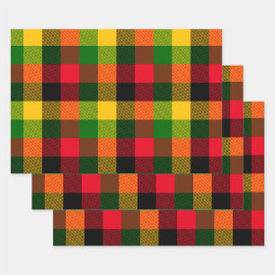  African Rasta Reggae Colours Plaid Pattern Design Wrapping Paper Sheet