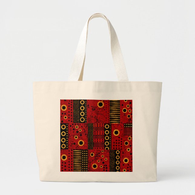 African Red Sunburst Patchwork Jumbo Tote Bag (Front)