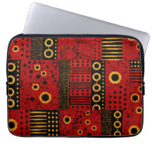African Red Sunburst Tribal Laptop Sleeve