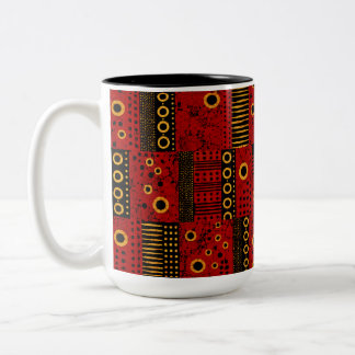 African Red Sunburst Tribal Patchwork Mug