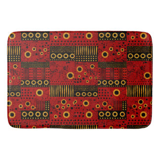 African Red Sunburst Tribal Patchwork Shower Bath Mat