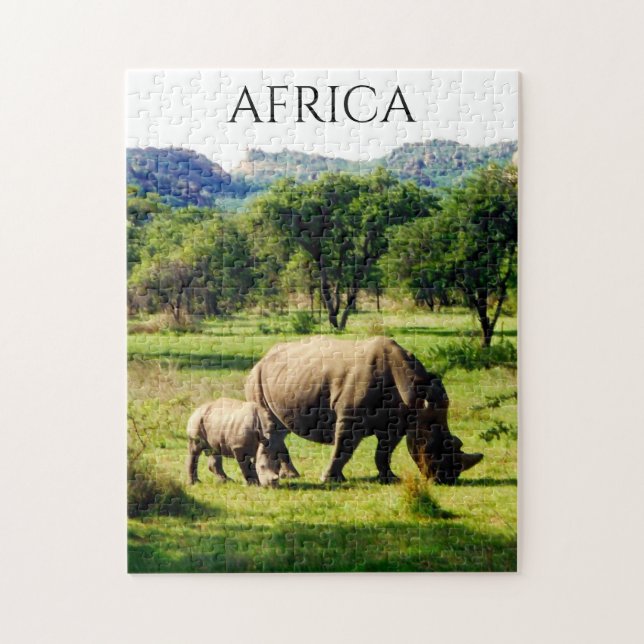 african rhino family jigsaw puzzle (Vertical)