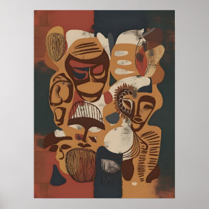 African Rhythms: Abstract Mask Patterns Poster