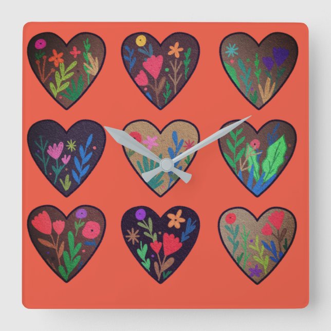 African roots love hearts  square wall clock (Front)