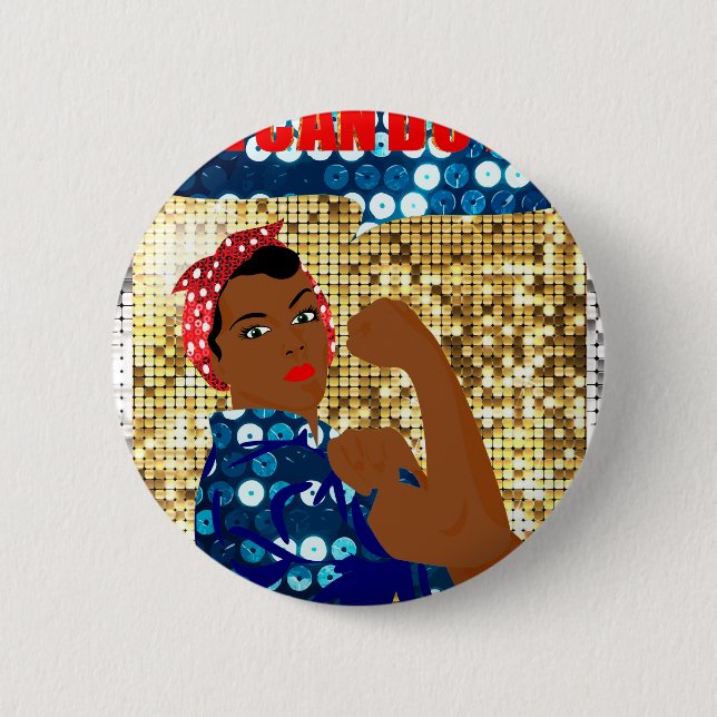 african rosie the riveter 6 cm round badge (Front)