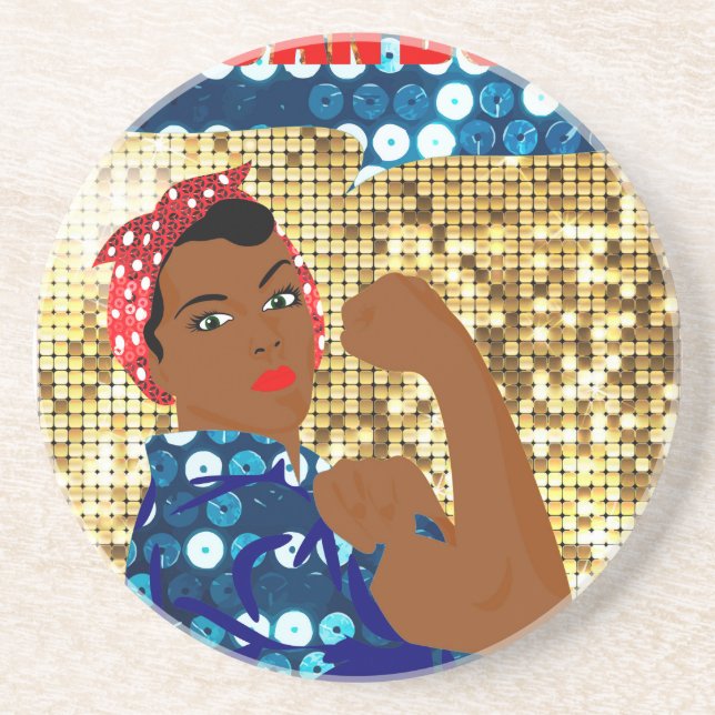 african rosie the riveter coaster (Front)