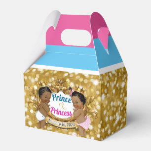 African Royal Gender Reveal Gold Glitter Favour Box