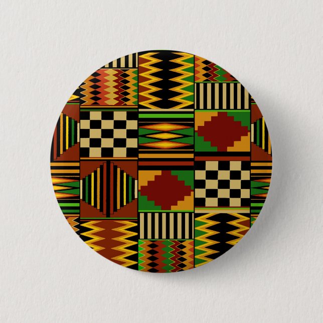 African Royal Kente Cloth Design 6 Cm Round Badge (Front)