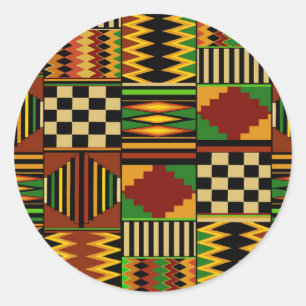 African Royal Kente Cloth Design Classic Round Sticker