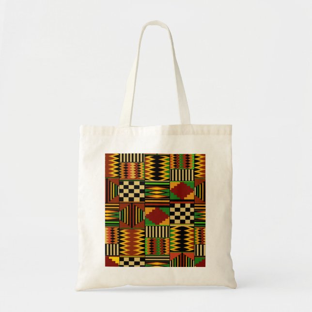 African Royal Kente Cloth Design Tote Bag (Front)