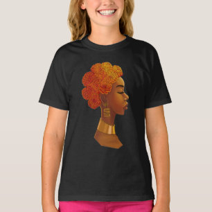 African Royalty Flower Hair Girl T-Shirt