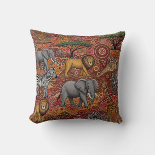 AFRICAN SAFARI ANIMALS CUSHION