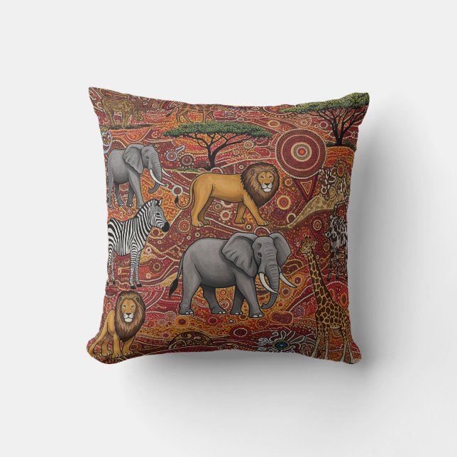 AFRICAN SAFARI ANIMALS CUSHION (Front)