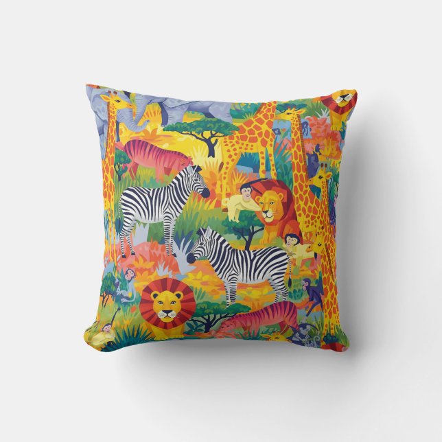 AFRICAN SAFARI ANIMALS CUSHION (Front)