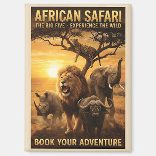 African Safari Big Five Wild Animals Magnet