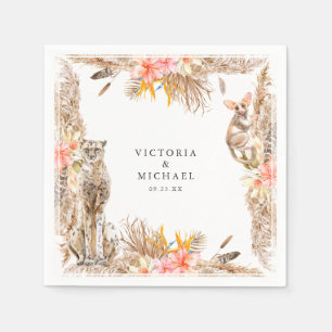African Safari Boho Floral Monogram Napkin