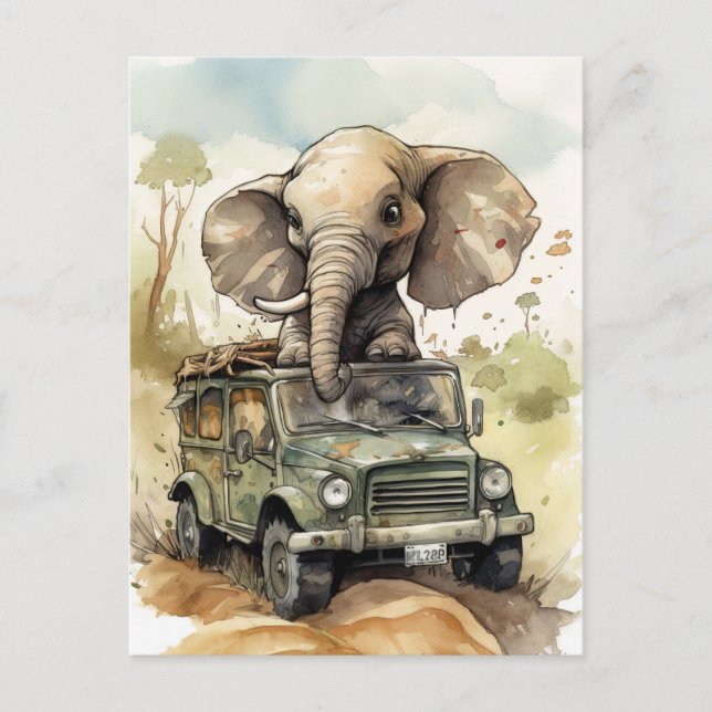 African Safari Elephant Postcard (Front)