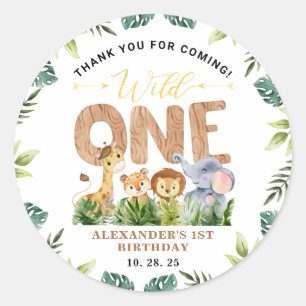 African Safari Forest Wild One Thank You  Classic Round Sticker