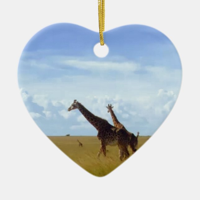 African Safari Giraffe: Kenya National Park   Ceramic Tree Decoration (Front)