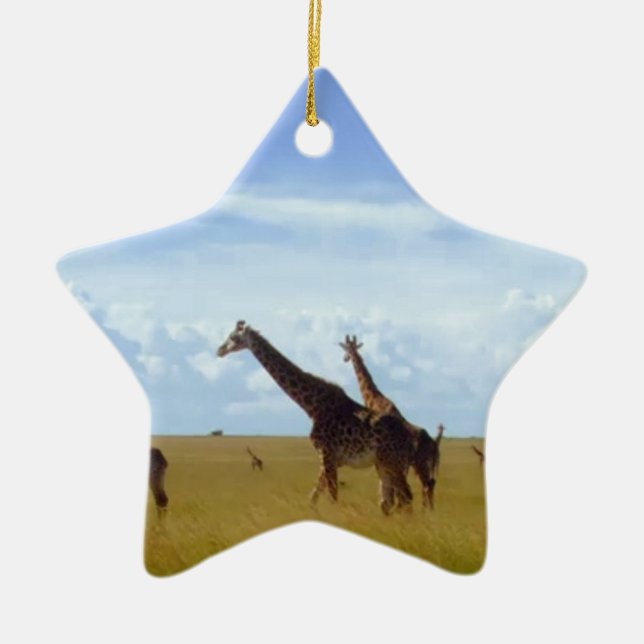 African Safari Giraffe: Kenya National Park   Ceramic Tree Decoration (Front)