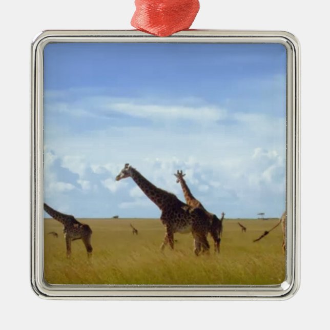 African Safari Giraffe: Kenya National Park   Metal Tree Decoration (Front)