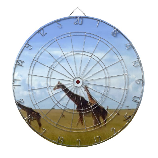 African Safari Giraffes Dartboard (Front)