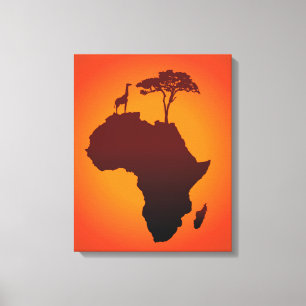 African Safari Map - Canvas Print