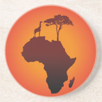 African Safari Map - Sandstone Coaster