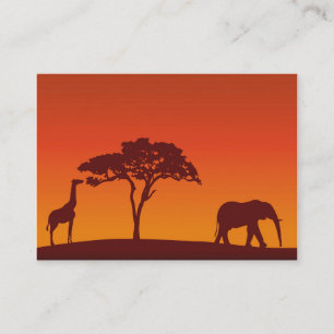 African Safari Silhouette - Business Card