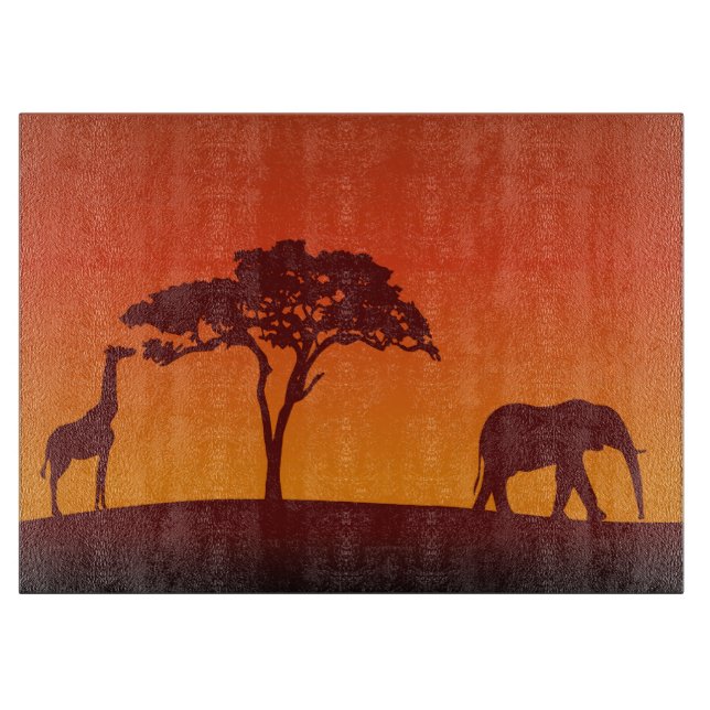 African Safari Silhouette - Cutting Board (Front)