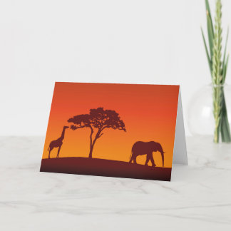 African Safari Silhouette - Greeting Card